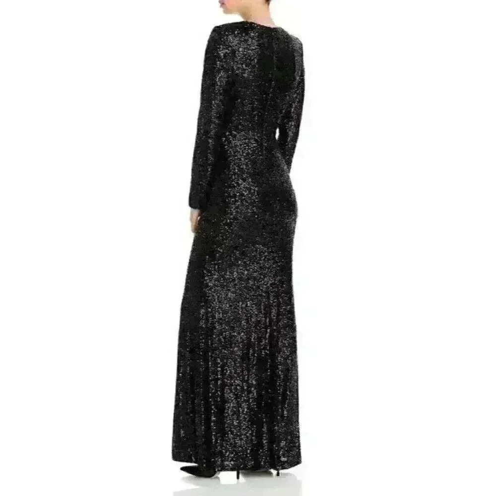 NEW NANETTE Nanette Lepore Women's 8 Long Sleeve V Neck Sequin Gown NWT $198 - Picture 2 of 2